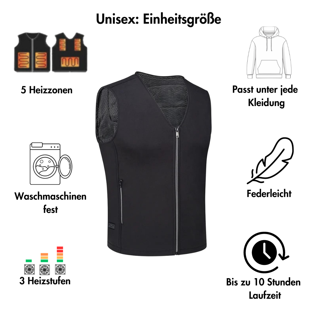 Heizweste - beheizbares Unterhemd unisex - 8 Heizzonen